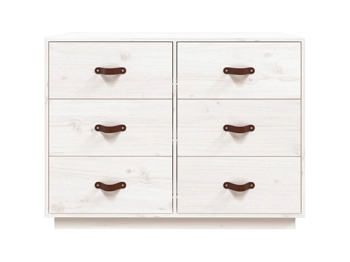 Credenza buffet cassettiera mobile contenitore organizer cucina soggiorno soggiorno 100 x 40 x 75 cm legno massello di pino bianco 02_0030171
