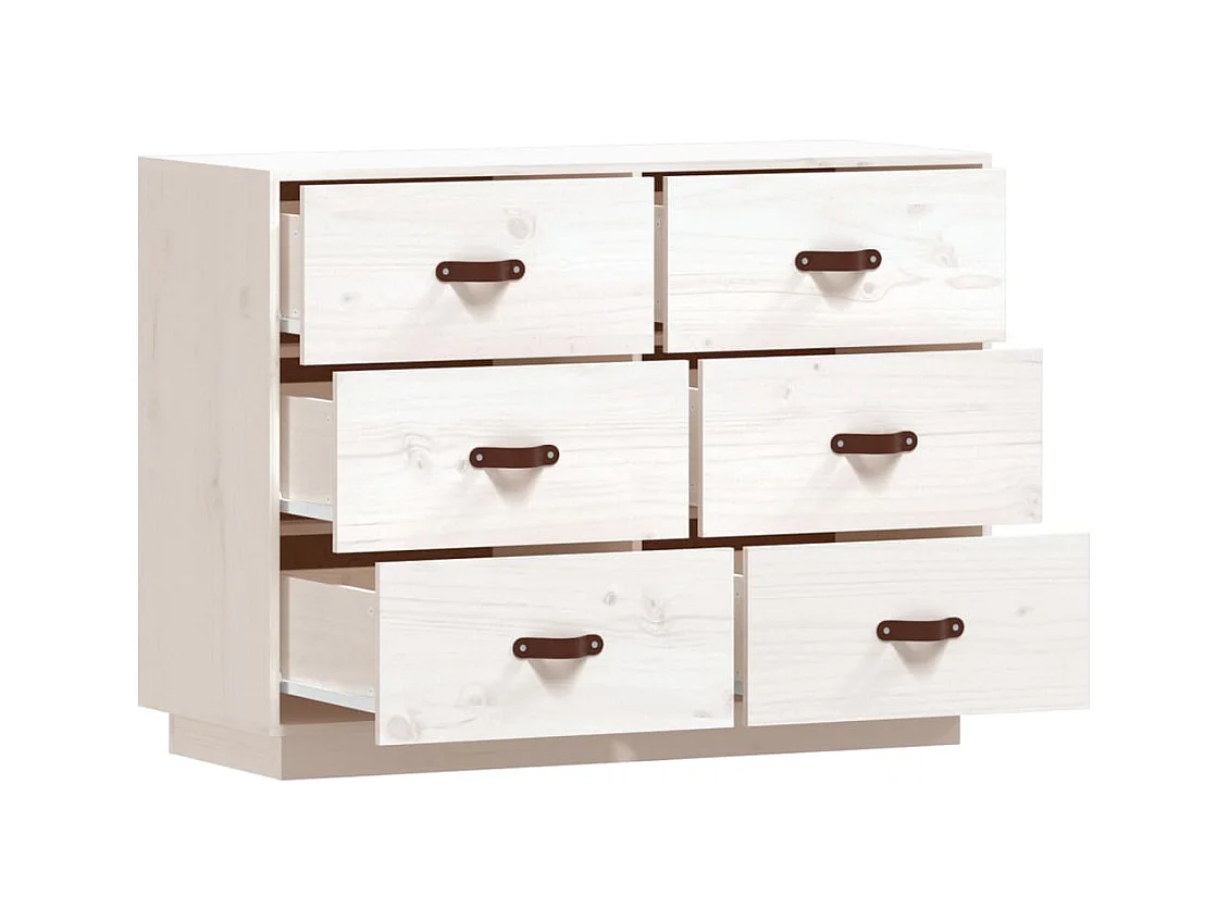 Credenza buffet cassettiera mobile contenitore organizer cucina soggiorno soggiorno 100 x 40 x 75 cm legno massello di pino bianco 02_0030171