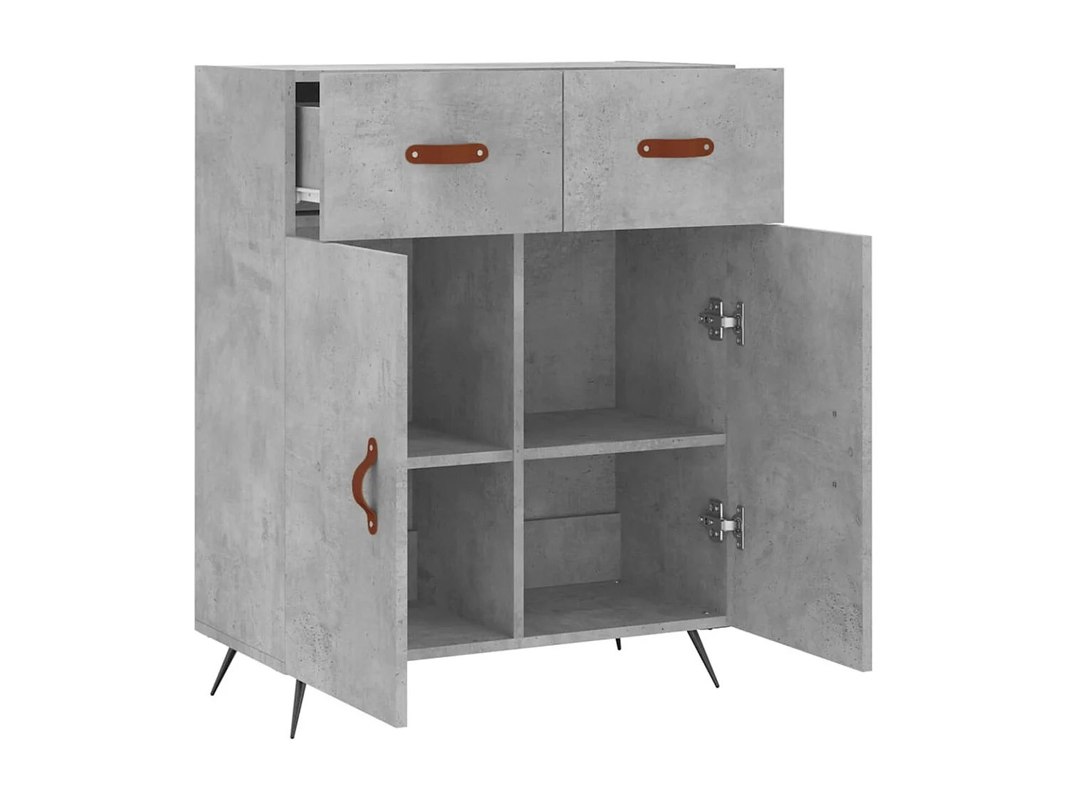 Buffet aparador cômoda armário unidade de armazenamento organizador cozinha sala de estar 69,5 x 34 x 90 cm madeira trabalhada cinza 02_0032043