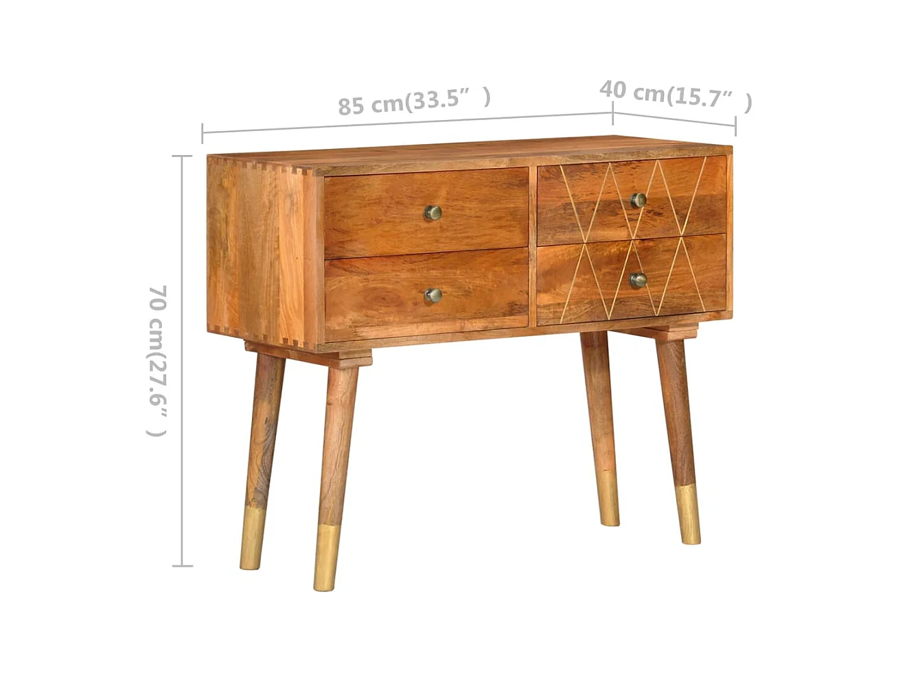 Aparador buffet cômoda armário organizador cozinha sala sala 85 x 40 x 70 cm madeira de mangueira maciça marrom 02_0029664