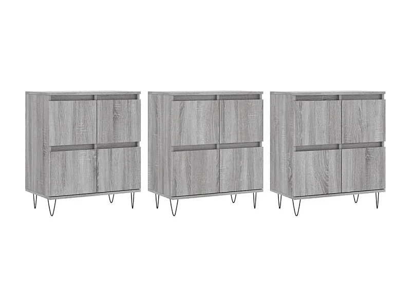 Credenza buffet cassettiera mobile contenitore organizer cucina soggiorno soggiorni 3 pz sonoma MDF grigio 02_0037189