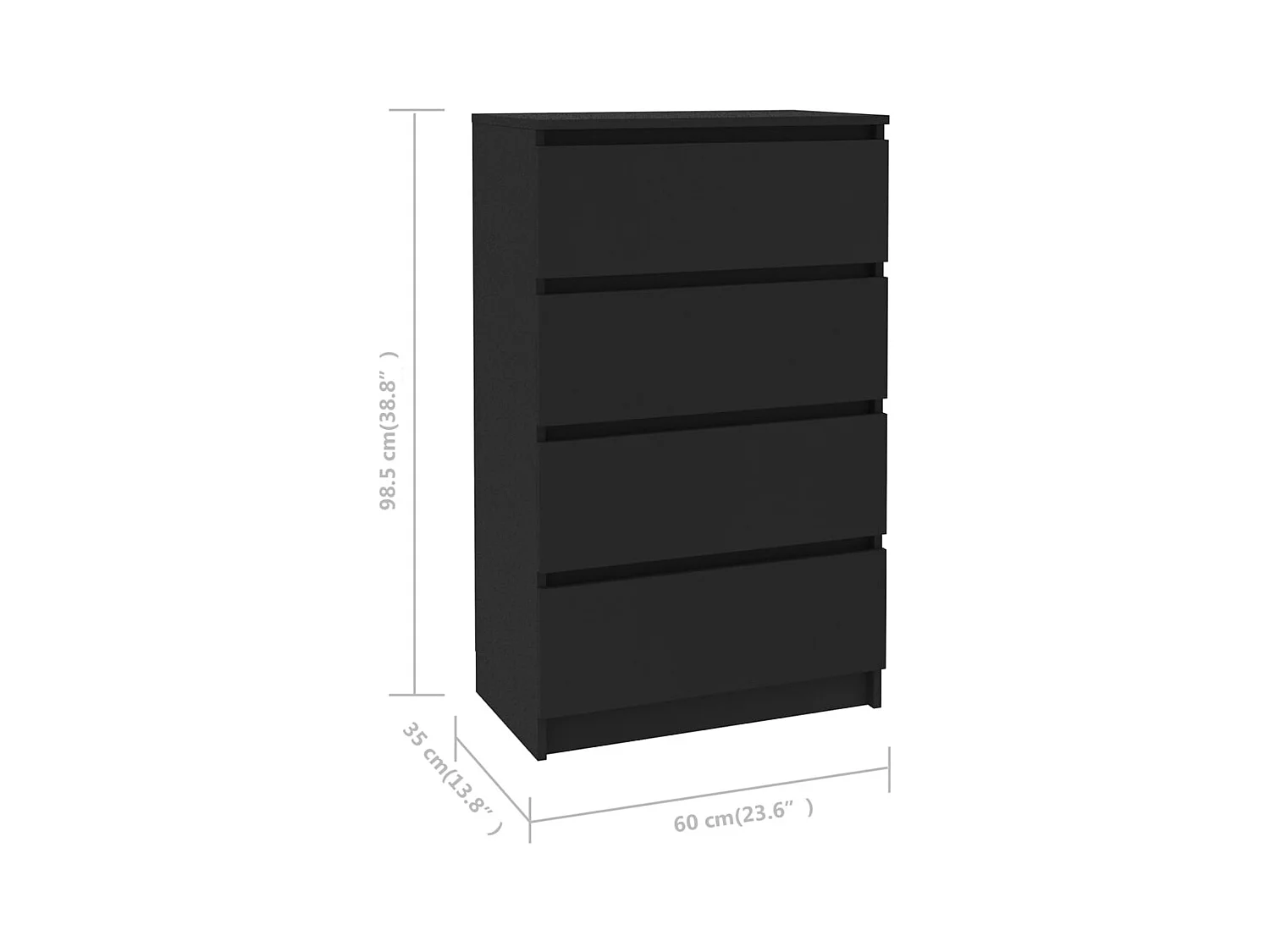 Credenza buffet cassettiera mobile contenitore organizer cucina soggiorno soggiorno 60 x 35 x 98,5 cm multistrato nero 02_0036002
