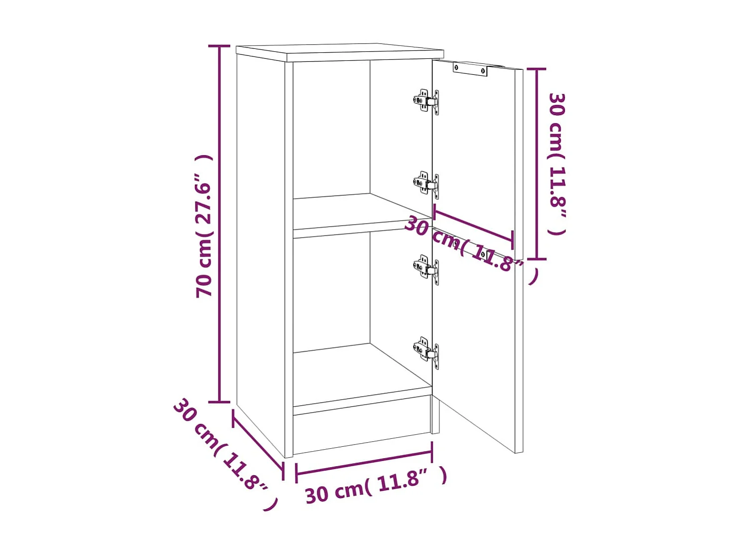 Aparador buffet cómoda armario unidad de almacenamiento organizador cocina salón salón juego de 2 sonoma 30 x 30 x 70 cm marrón madera contrachapada 02_0036800