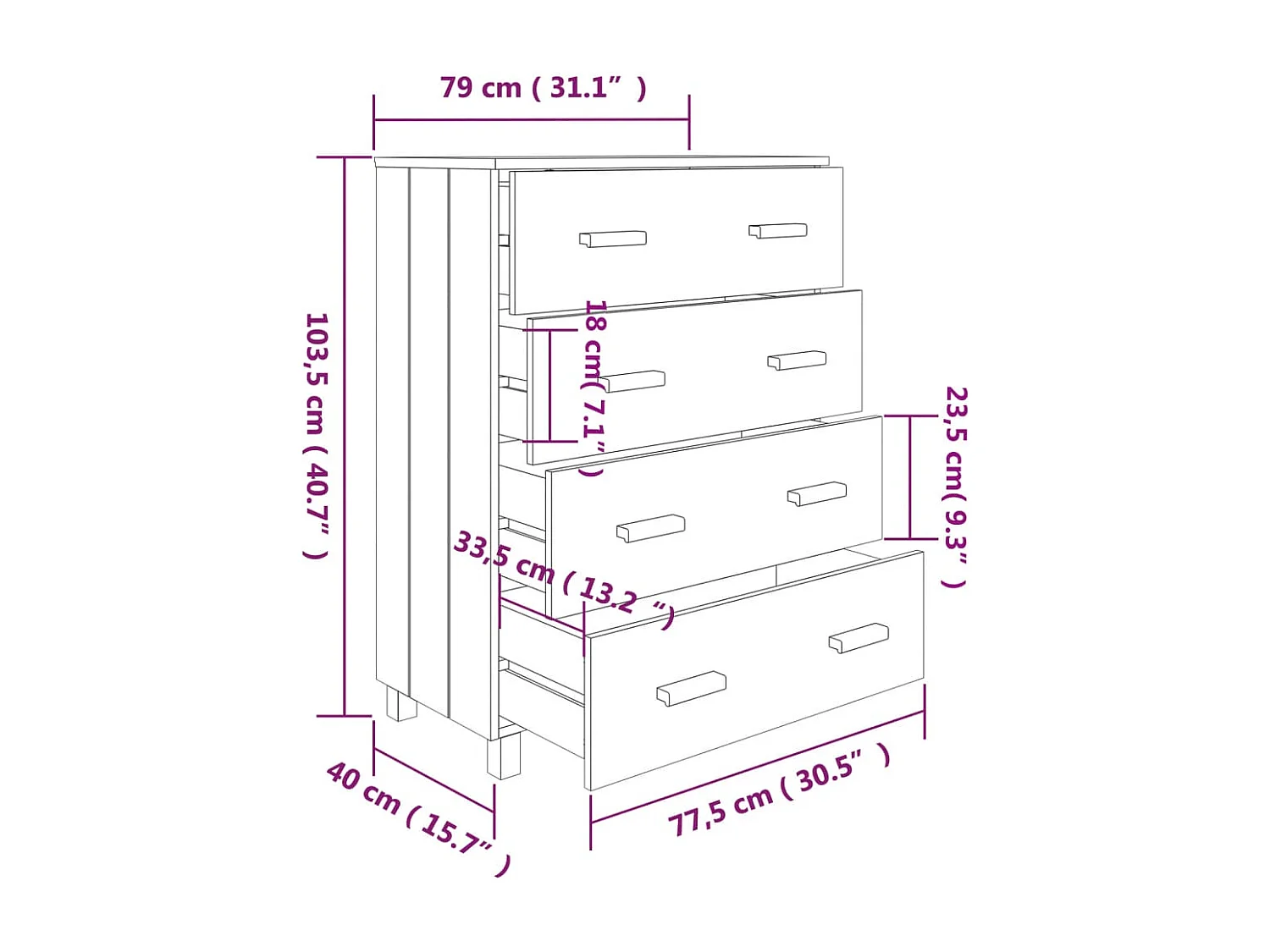 Buffet aparador cômoda armário organizador unidade cozinha sala sala 79 x 40 x 103,5 cm madeira maciça de pinho branco 02_0032130