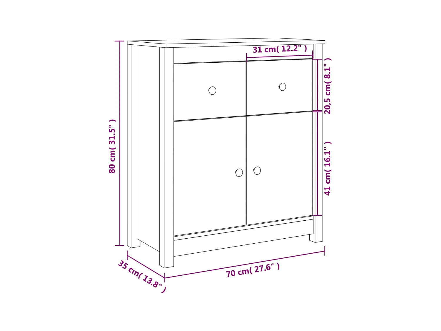 bahut commode armoire bois blanche 70 x 35 x 80 cm 02_0030491