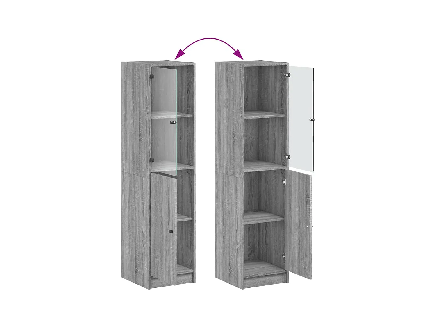 Credenza buffet cassettiera mobile contenitore organizer cucina soggiorno soggiorno con anta in vetro Sonoma 35 x 37 x 142 cm grigio 02_0030102