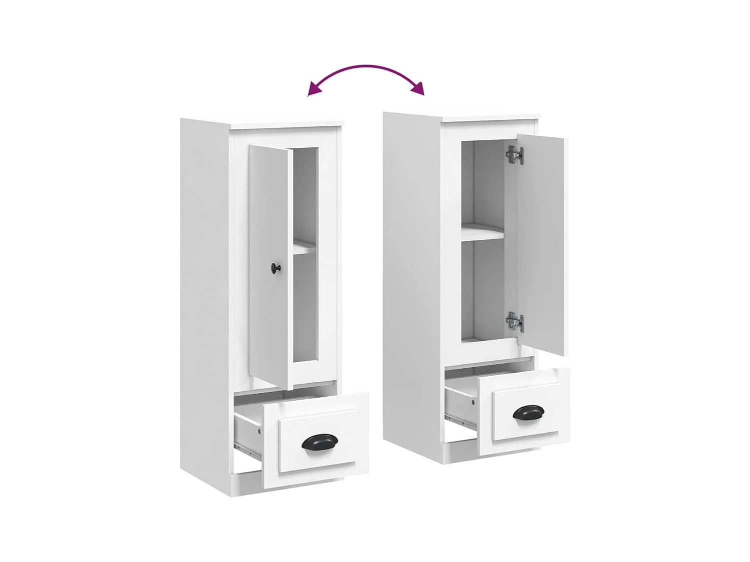 Aparador buffet cómoda armario mueble organizador cocina salón salón alto 36 x 35,5 x 103,5 cm madera contrachapada blanco 02_0032436