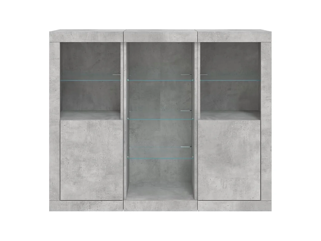 Credenza Credenza Comò Mobile contenitore Organizer Cucina Soggiorno Soggiorno con luci a LED 3 pezzi Legno composito Grigio 02_0037219