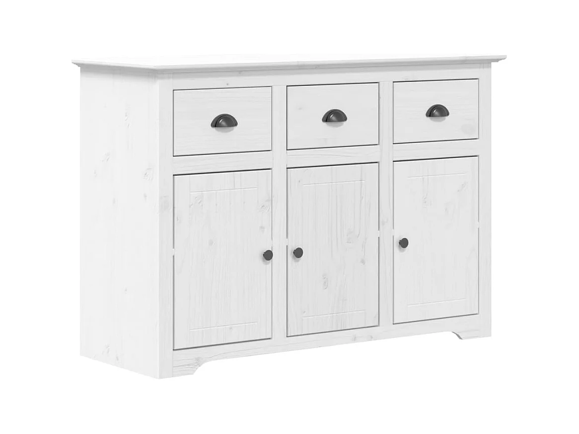 Aparador cômoda armário organizador de unidade de armazenamento cozinha sala de estar BODO 115,5 x 43 x 200,5 cm madeira maciça de pinho branco 02_0030799