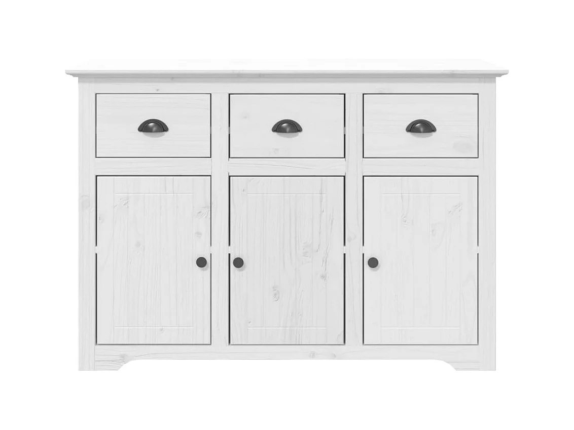Aparador cômoda armário organizador de unidade de armazenamento cozinha sala de estar BODO 115,5 x 43 x 200,5 cm madeira maciça de pinho branco 02_0030799