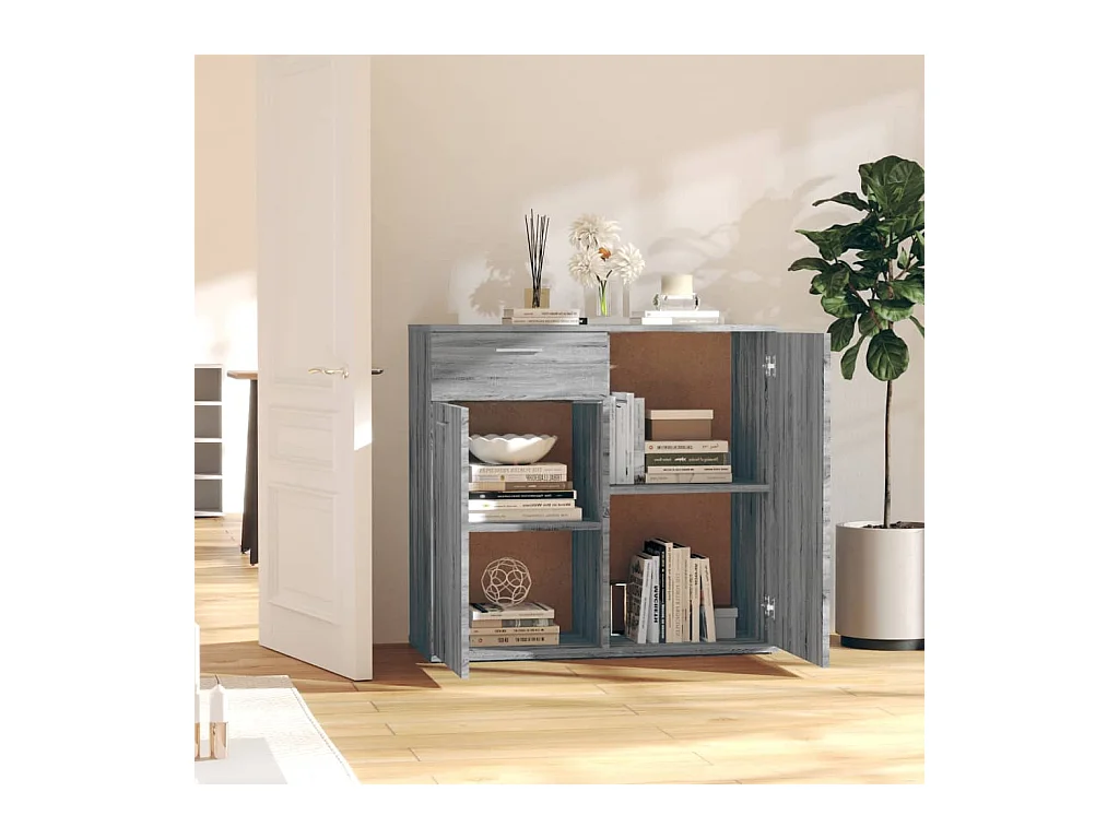 Aparador buffet cómoda armario unidad de almacenamiento organizador cocina salón salonsonoma 80 x 36 x 75 cm madera contrachapada gris 02_0036537