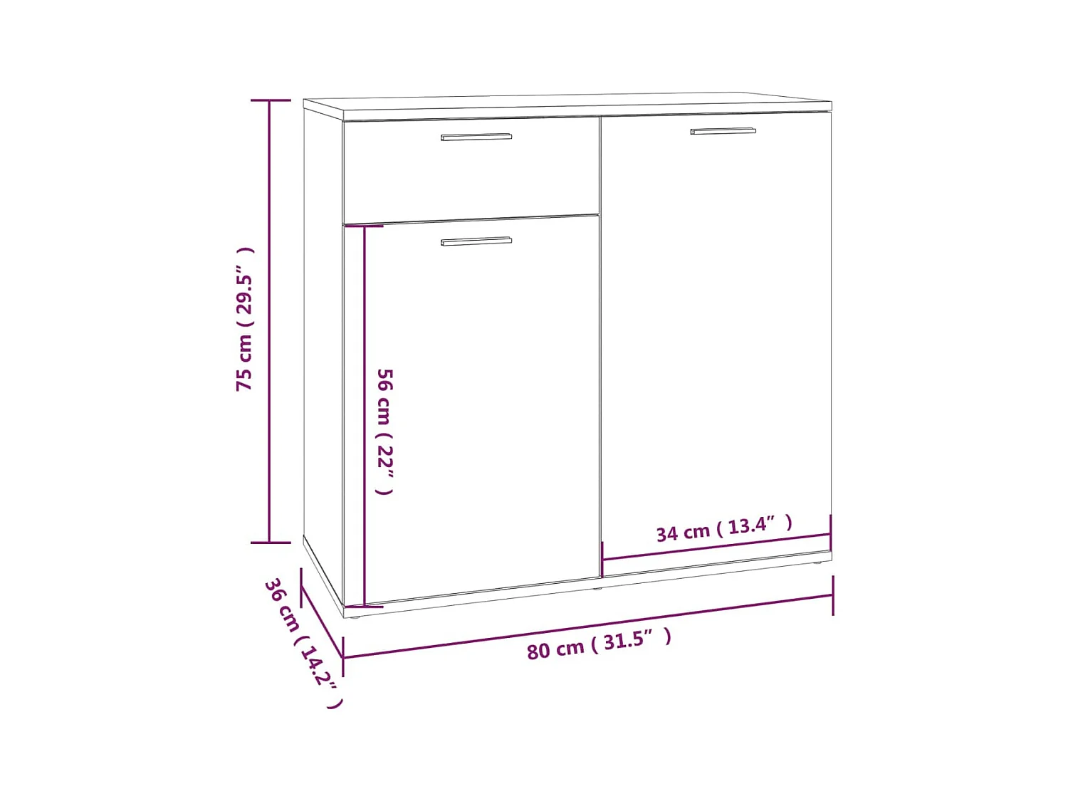 Aparador buffet cómoda armario unidad de almacenamiento organizador cocina salón salonsonoma 80 x 36 x 75 cm madera contrachapada gris 02_0036537
