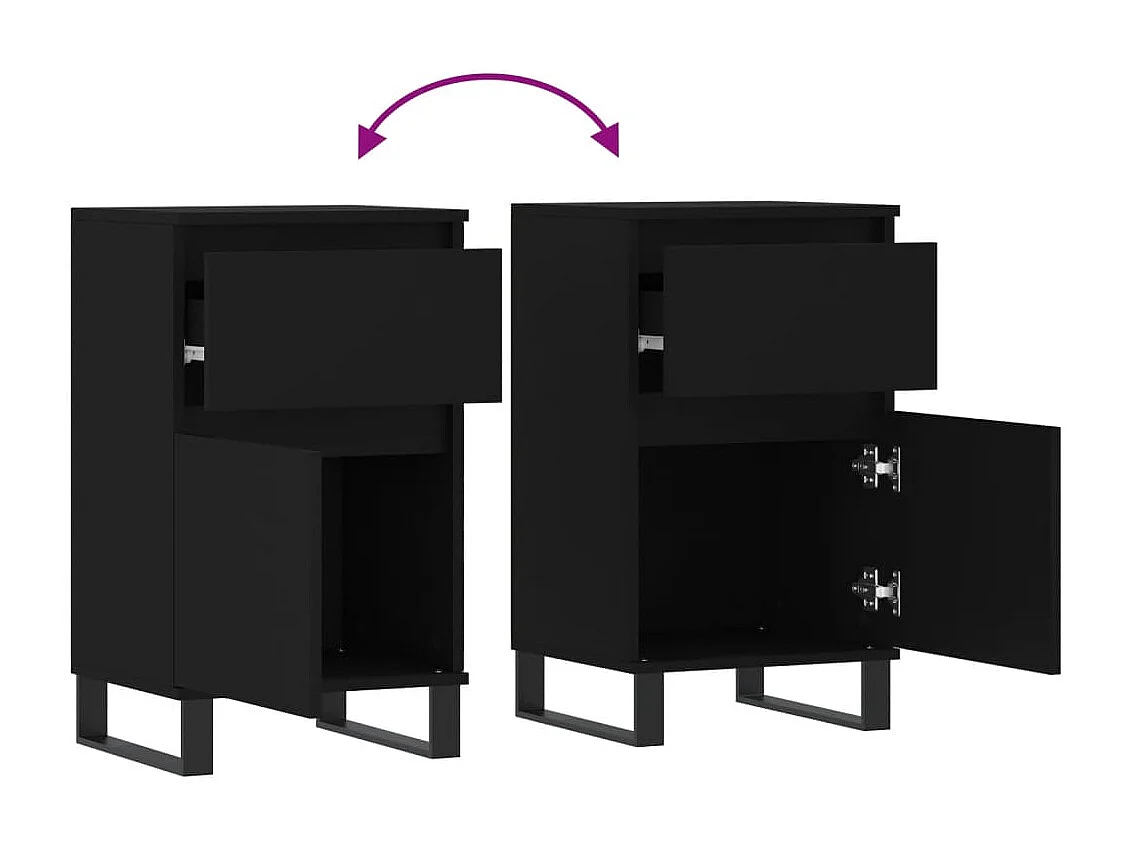 Aparador buffet cómoda armario mueble organizador cocina salón salón juego de 2 40 x 35 x 70 cm madera contrachapada negra 02_0036902