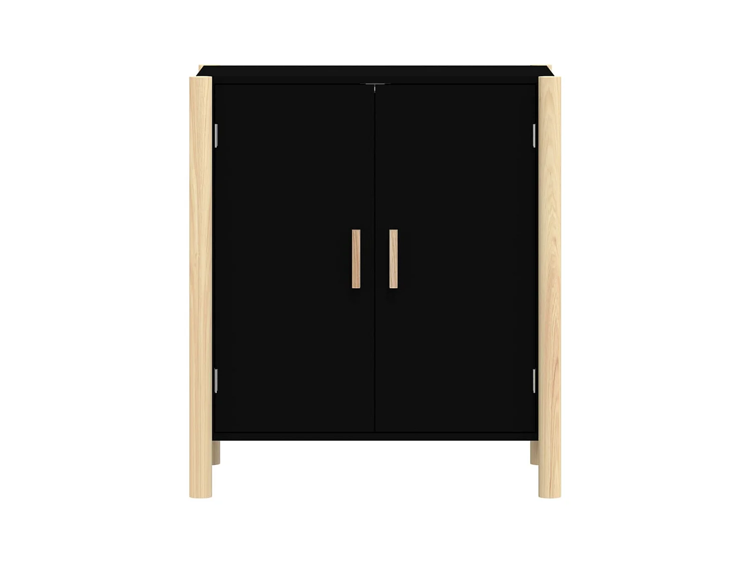 Buffet aparador cômoda armário unidade de armazenamento organizador cozinha sala de estar 62 x 38 x 70 cm madeira trabalhada preta 02_0036006