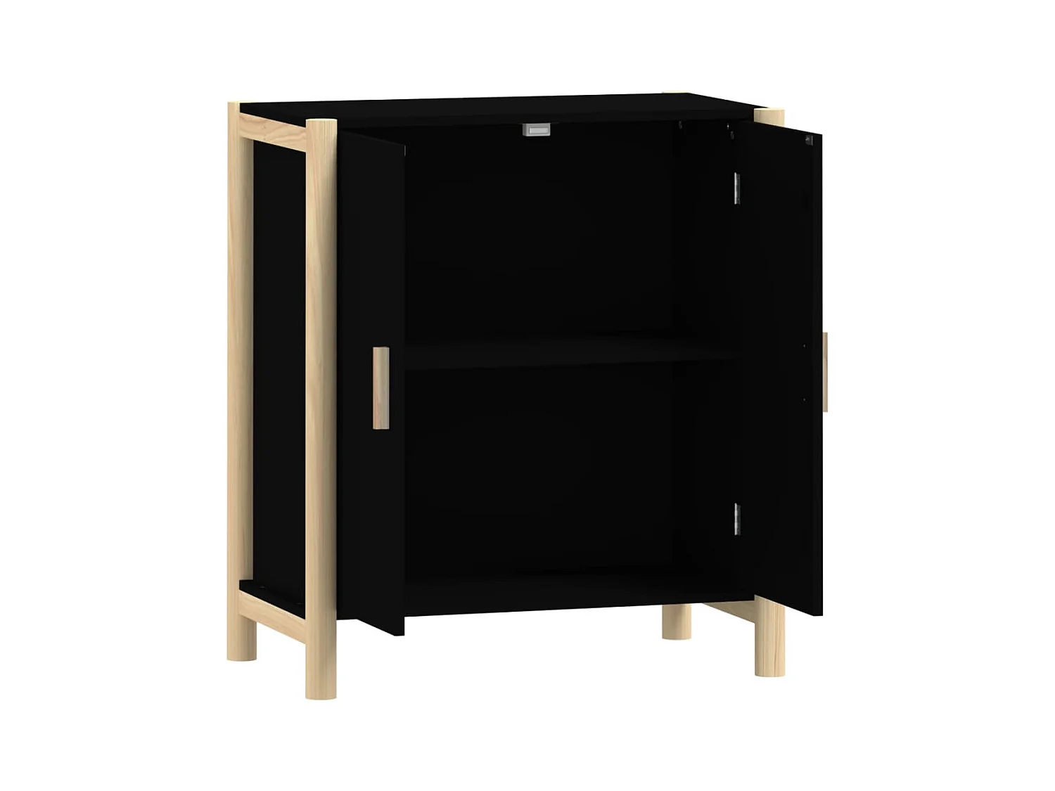 Buffet aparador cômoda armário unidade de armazenamento organizador cozinha sala de estar 62 x 38 x 70 cm madeira trabalhada preta 02_0036006