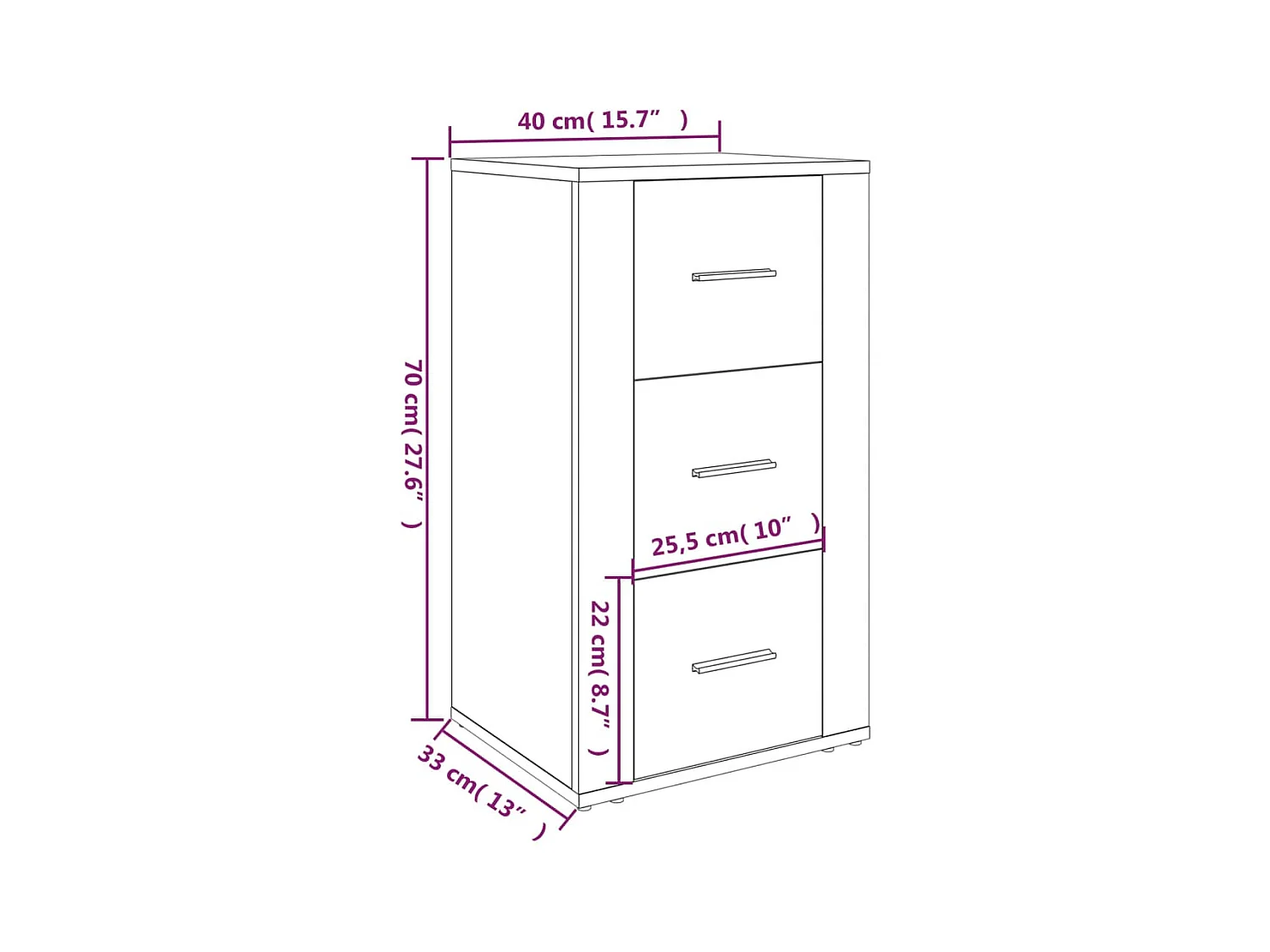 Buffet aparador cômoda armário unidade de armazenamento organizador cozinha sala de estar 40 x 33 x 70 cm madeira trabalhada marrom 02_0031246