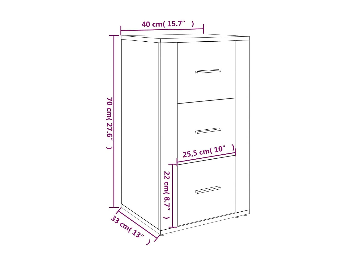 Aparador buffet cómoda mueble mueble de almacenaje organizador cocina salón salón 40 x 33 x 70 cm madera contrachapada marrón 02_0031246