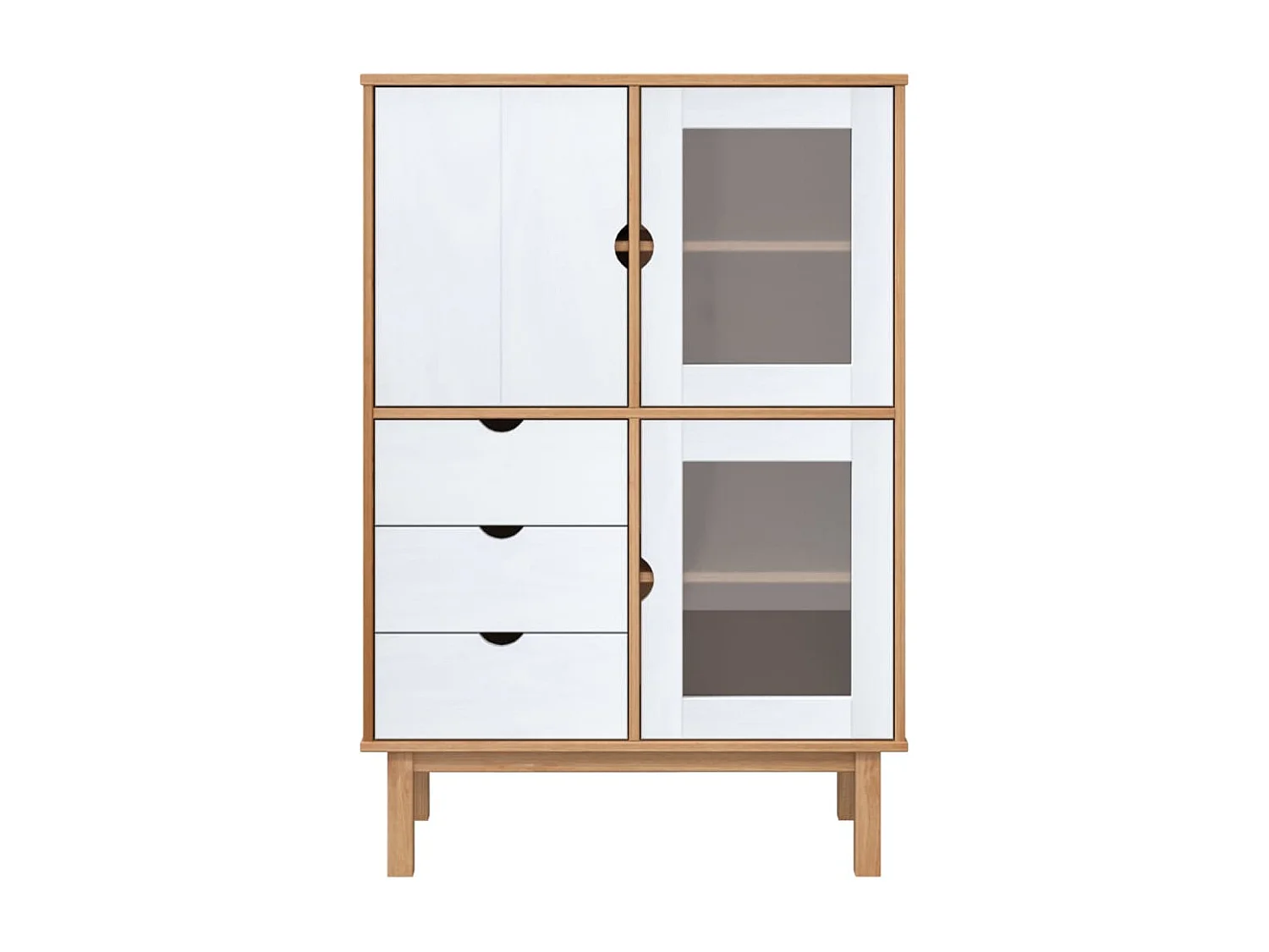 Aparador Cómoda Cómoda Mueble Almacenamiento Organizador Cocina Salón Salón Alto y 85 x 43 x 125 cm Madera Maciza Pino Blanco 02_0035151