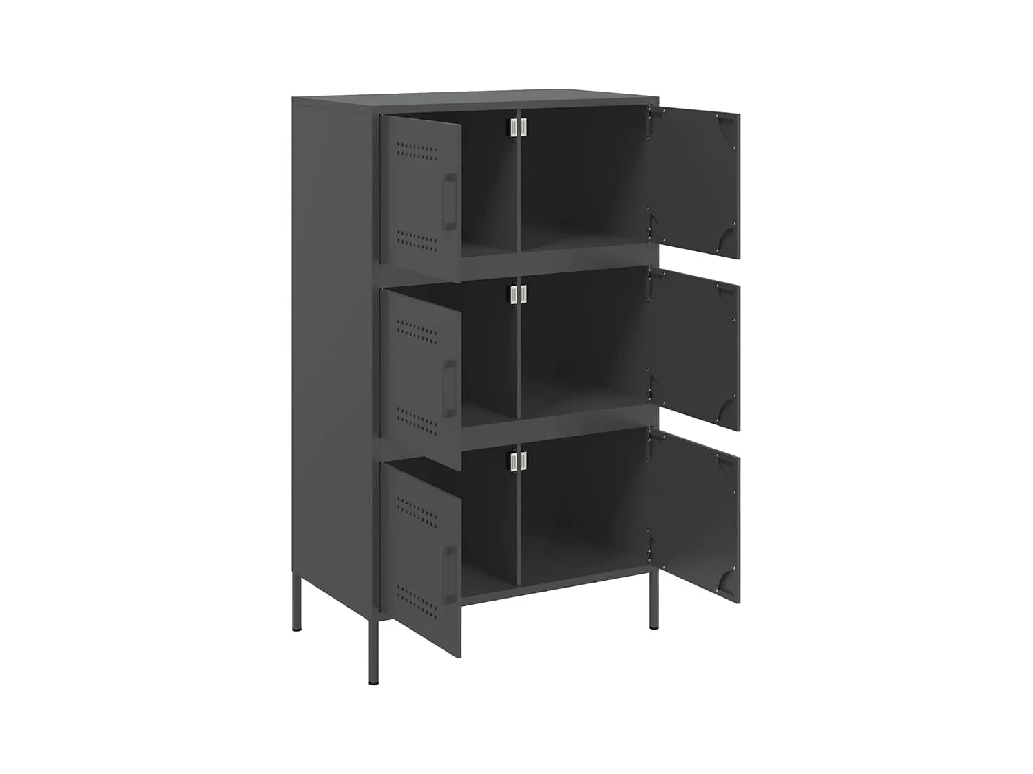 Buffet aparador cômoda armário organizador unidade cozinha sala sala alta 68 x 39 x 113 cm aço preto 02_0034966