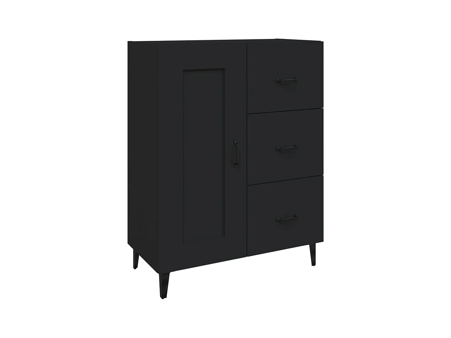 Aparador buffet cómoda mueble almacenaje organizador cocina salón salón 69,5 x 34 x 90 cm madera contrachapada negra 02_0036042