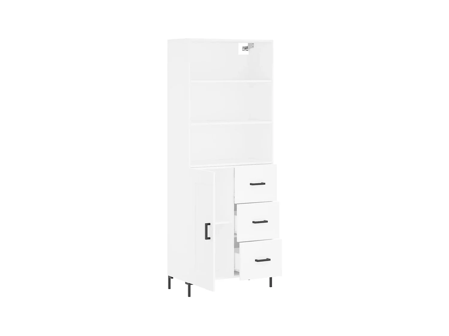 Credenza buffet cassettiera mobile contenitore organizer cucina soggiorno soggiorno alto 69,5 x 34 x 180 cm derivati ​​del legno bianco 02_0032683