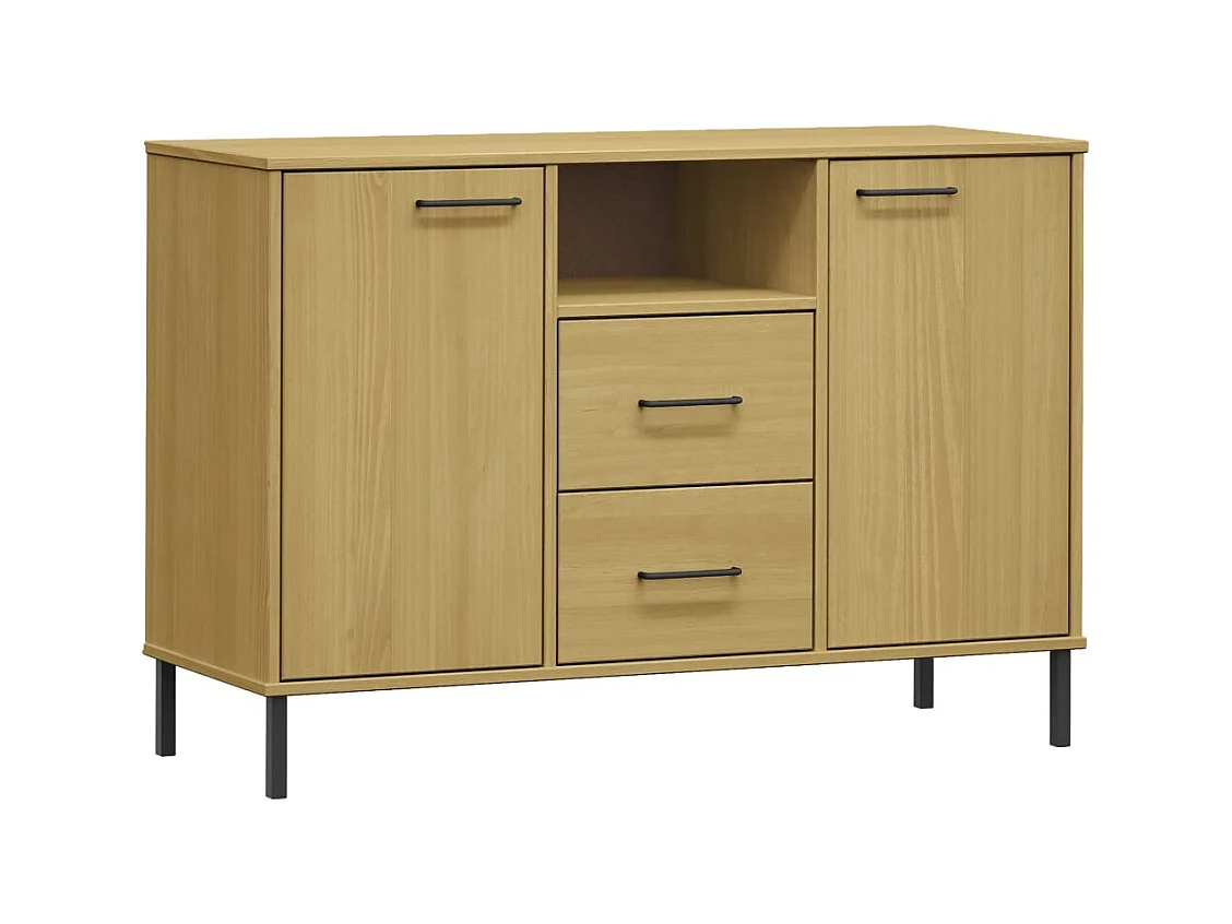 Credenza buffet cassettiera mobile contenitore organizer cucina soggiorno soggiorno con gambe in metallo 113 x 40 x 77 cm legno massello marrone 02_0030095