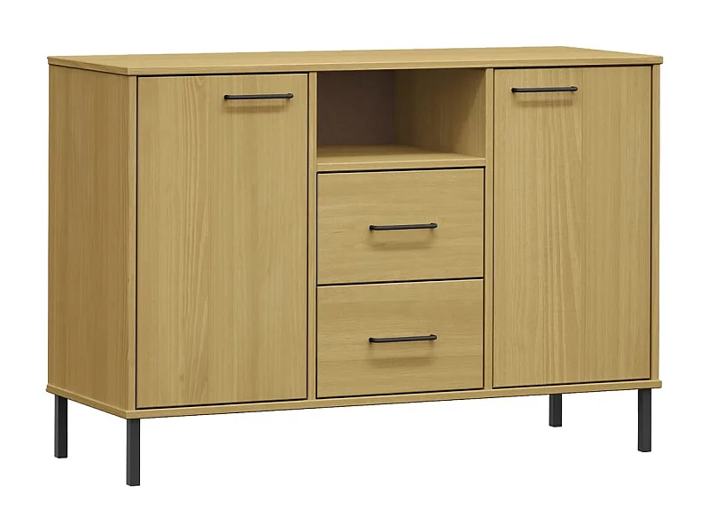 Buffet aparador cômoda armário organizador unidade cozinha sala sala com pés de metal 113 x 40 x 77 cm madeira maciça marrom 02_0030095