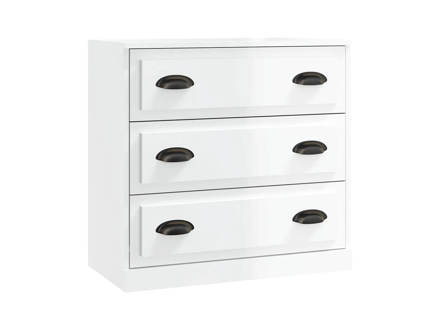 Credenza cassettiera cassettiera mobile contenitore organizer cucina soggiorno soggiorni set da 2 derivati ​​del legno bianco lucido 02_0036719