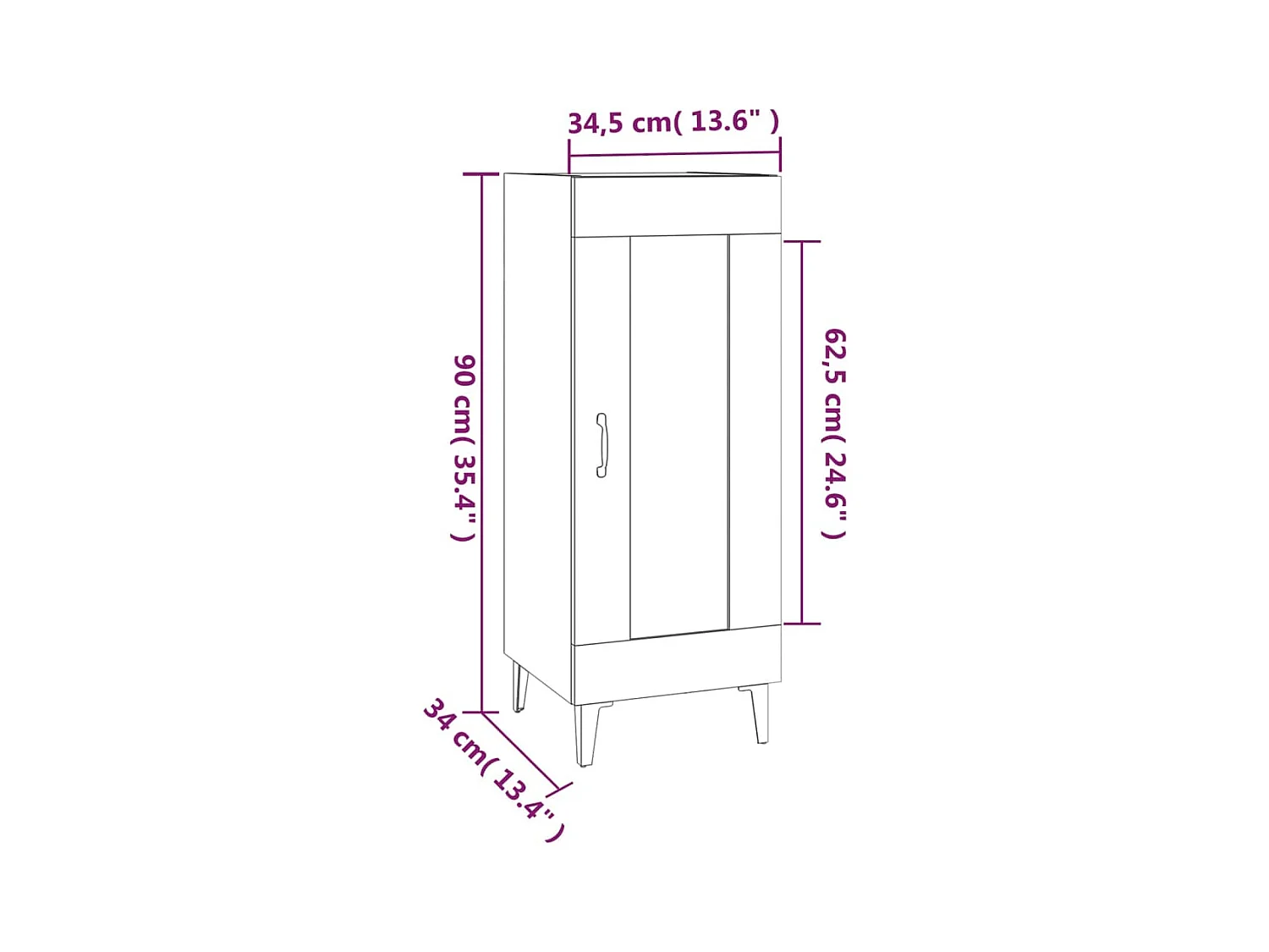bahut commode armoire bois marron 34.5 x 34 x 90 cm 02_0035898