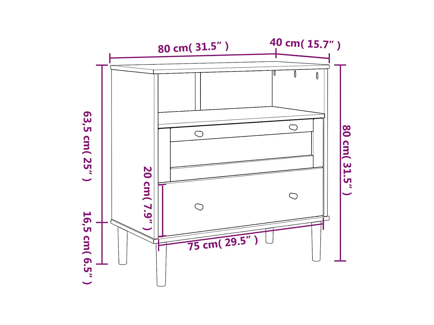 bahut commode armoire bois blanche 80 x 40 x 80 cm 02_0036225
