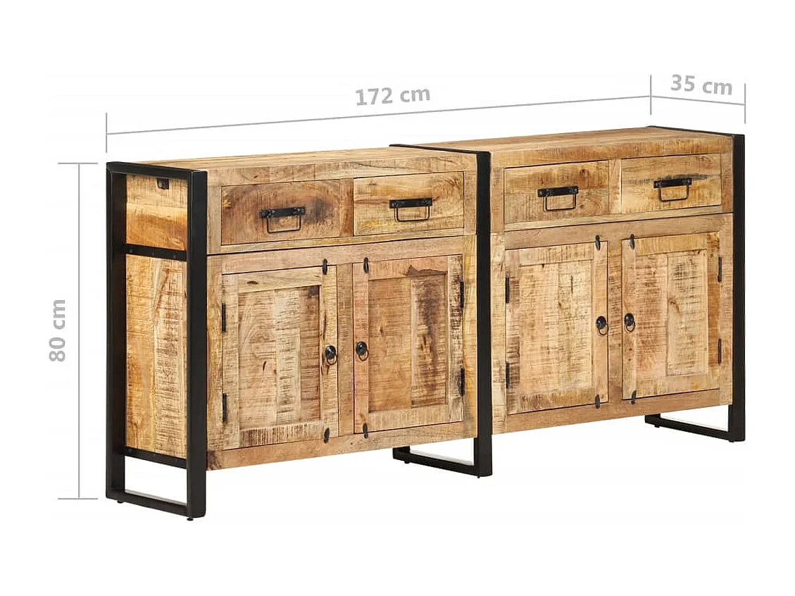 Buffet aparador cômoda armário unidade de armazenamento organizador cozinha sala sala 172 x 35 x 80 cm madeira de mangueira maciça marrom 02_0029558