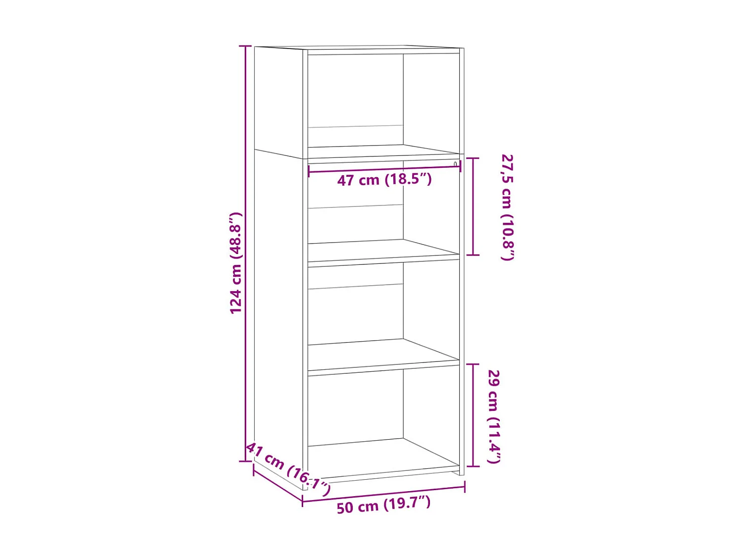 Aparador buffet cómoda mueble mueble de almacenaje organizador cocina salón salón alto 50 x 41 x 124 cm madera contrachapada marrón 02_0033723