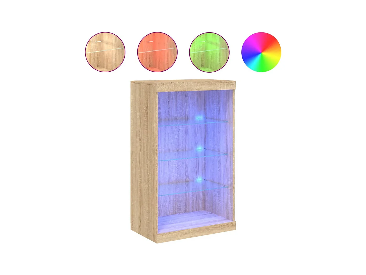 Aparador buffet cómoda armario mueble organizador cocina salón salón con luces LED sonoma 60,5 x 37 x 100 cm marrón 02_0029964