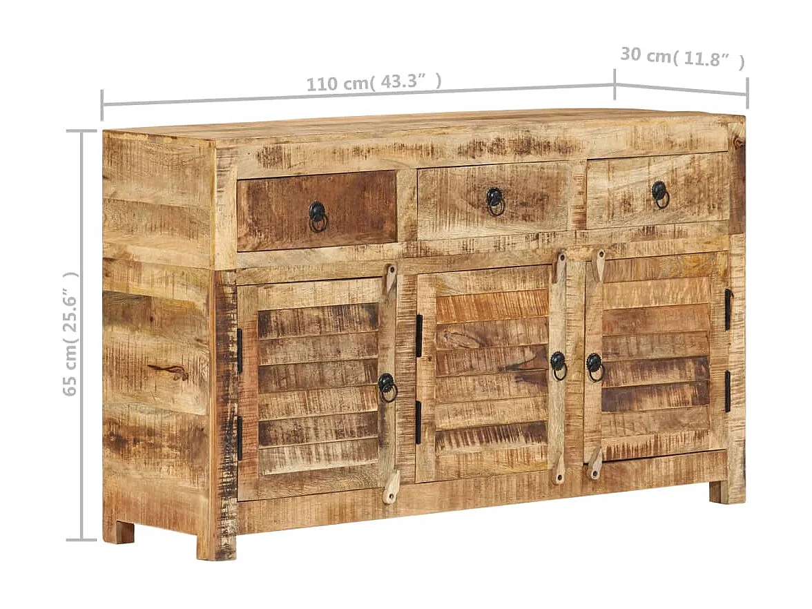 Aparador buffet cómoda armario mueble organizador cocina salón salón 110 x 30 x 65 cm madera maciza de mango marrón 02_0029510