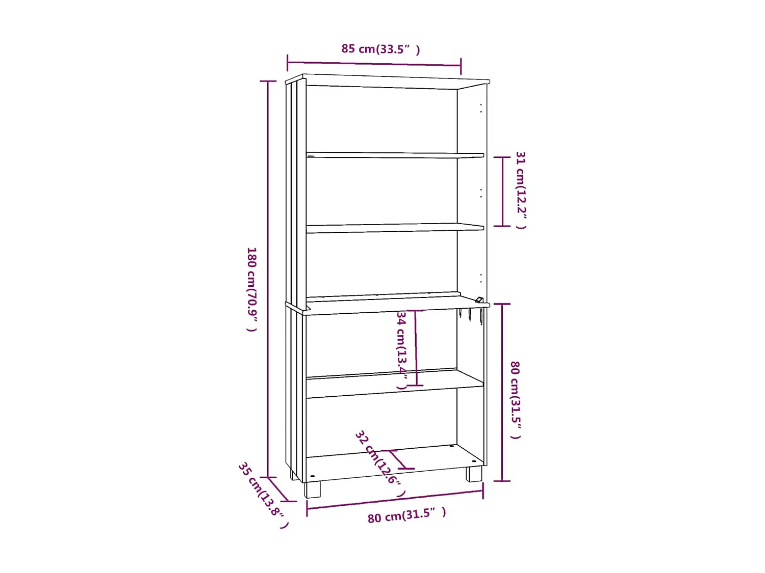 Aparador buffet cómoda armario mueble organizador cocina salón salón madera maciza de pino marrón miel 02_0032150