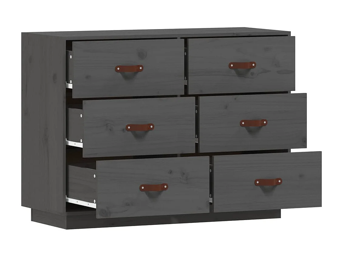Credenza buffet cassettiera mobile contenitore organizer cucina soggiorno soggiorno 100 x 40 x 75 cm legno massello di pino grigio 02_0031765