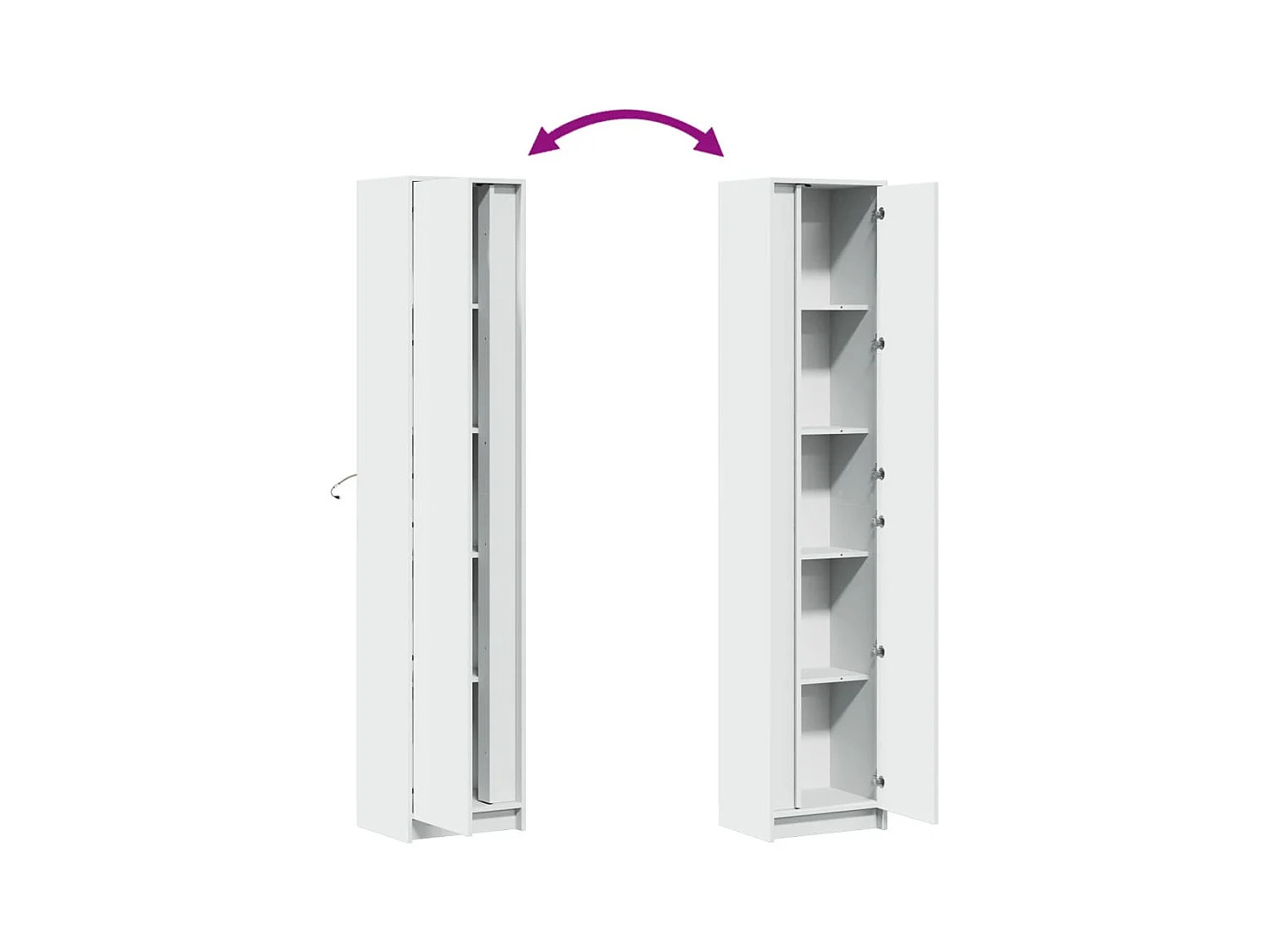 Aparador buffet cómoda armario mueble organizador cocina salón salón alto con LED 41,5 x 32,5 x 200 cm madera contrachapada blanca 02_0032214