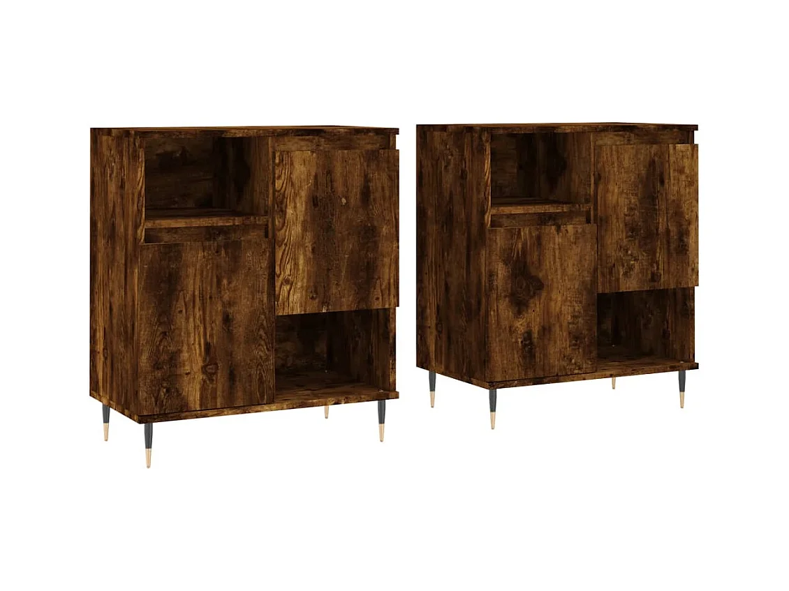 Credenza buffet cassettiera mobile contenitore organizer cucina soggiorno soggiorni set da 2 pannelli in derivati ​​del legno marrone 02_0036752
