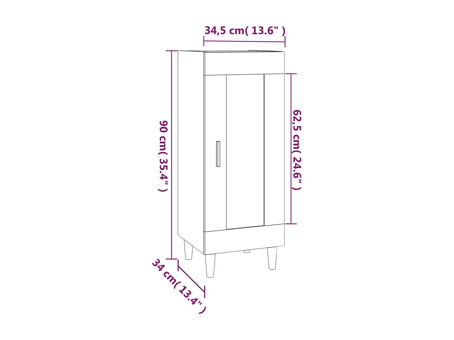 bahut commode armoire bois marron 34.5 x 34 x 90 cm 02_0035875