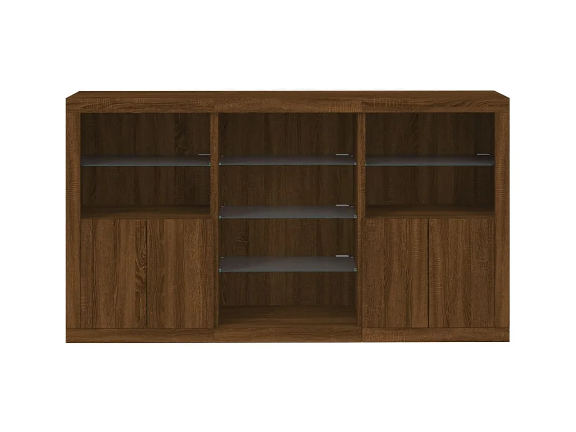 Aparador buffet cômoda armário organizador cozinha sala sala com luzes LED 181,5 x 37 x 100 cm marrom 02_0029909