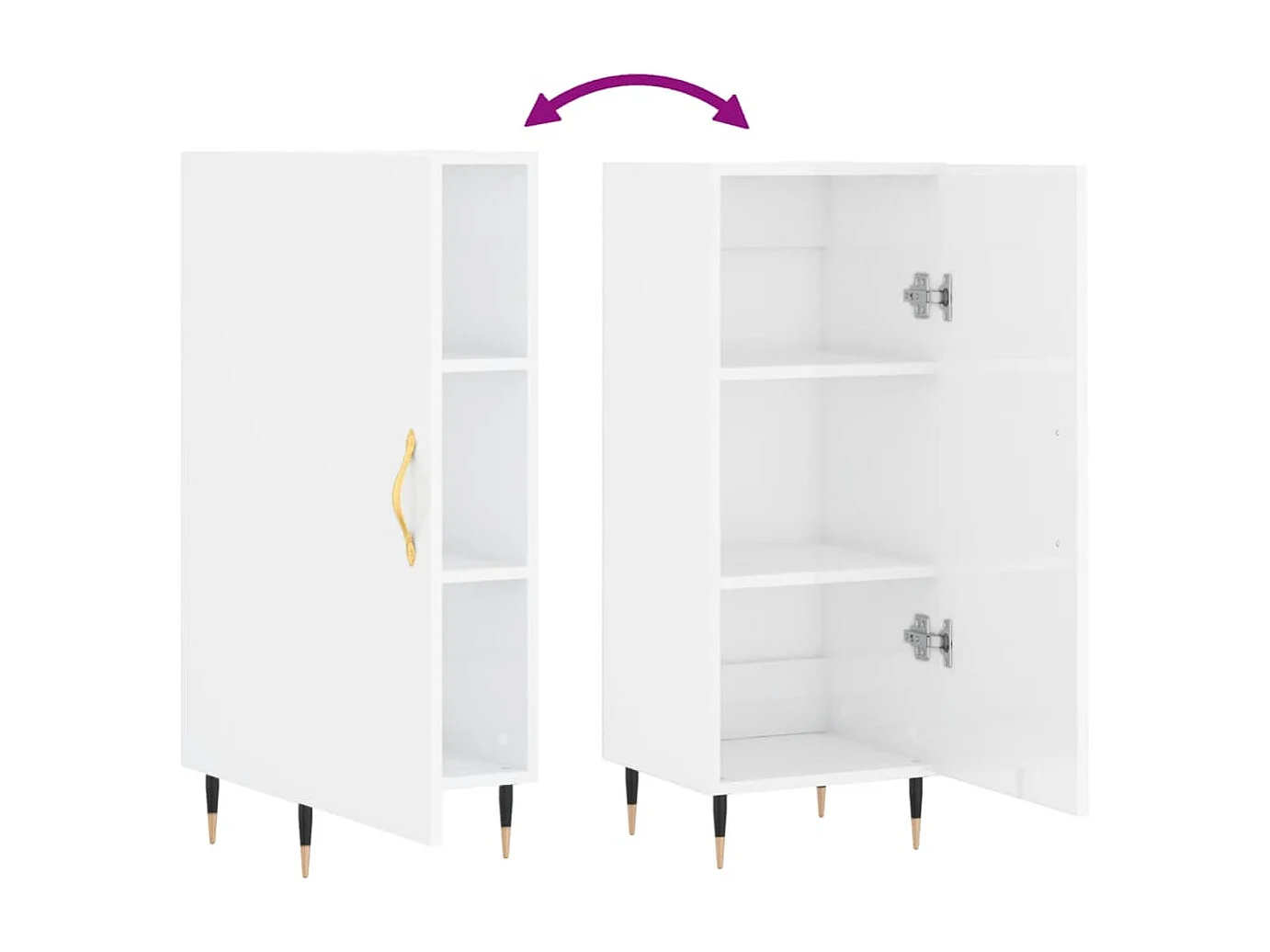 Buffet aparador cômoda armário unidade de armazenamento organizador cozinha sala brilhante 34,5 x 34 x 90 cm madeira trabalhada branca 02_0030616
