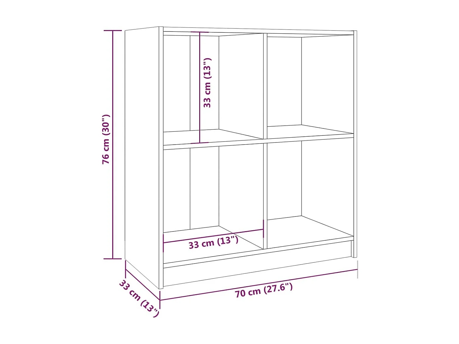 Aparador cómoda cómoda armario mueble organizador cocina salón salón 70 x 33 x 76 cm madera maciza de pino blanco 02_0030480