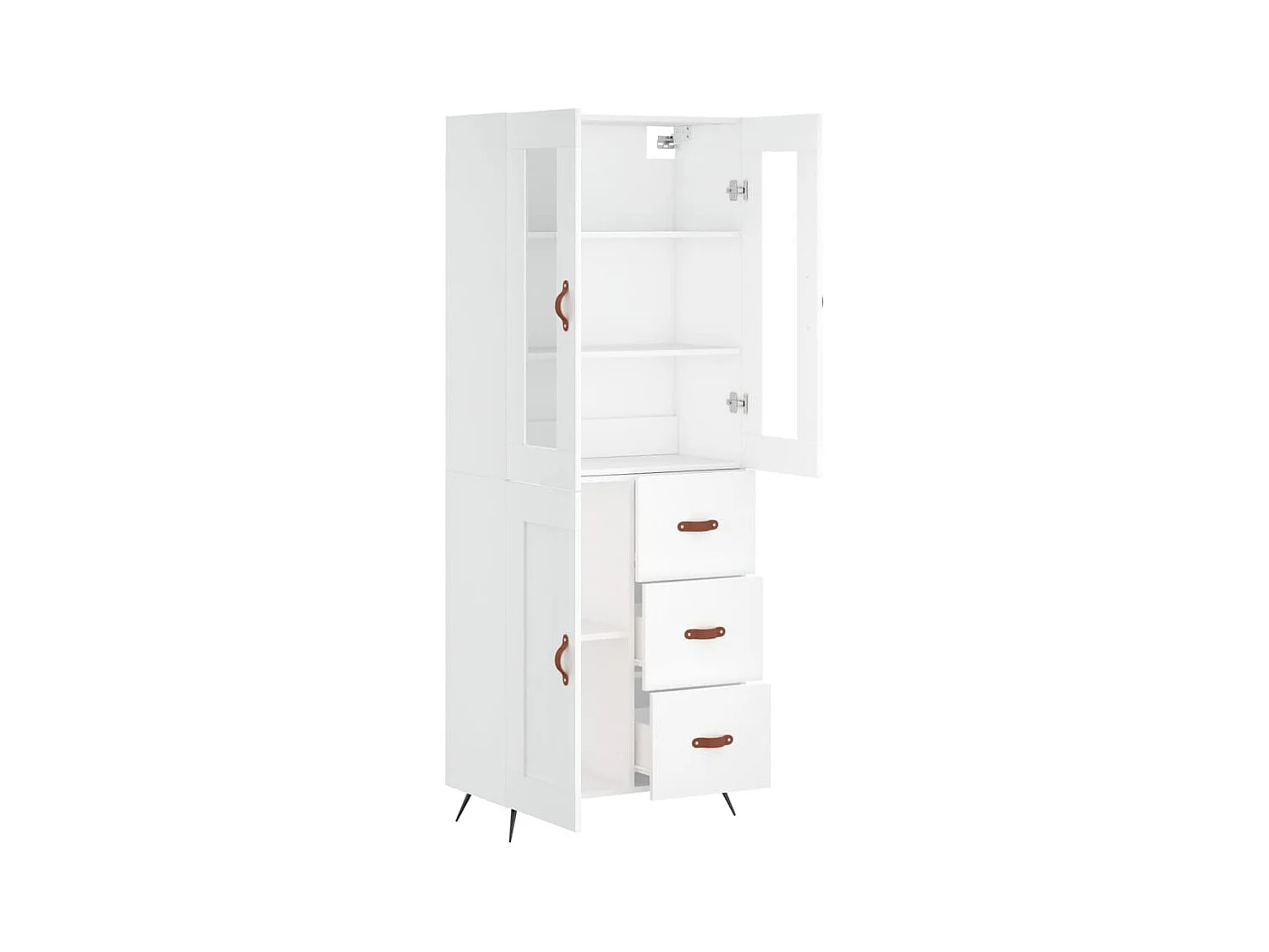 Aparador buffet cómoda armario mueble organizador cocina salón salón alto 69,5 x 34 x 180 cm madera contrachapada blanco 02_0032692