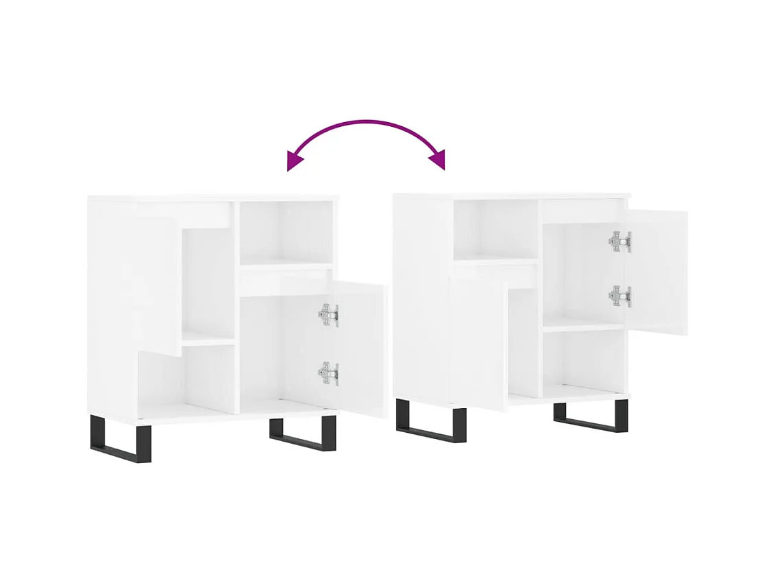 Credenza buffet cassettiera mobile contenitore organizer cucina soggiorno lucido 60 x 35 x 70 cm derivati ​​del legno bianco 02_0030676