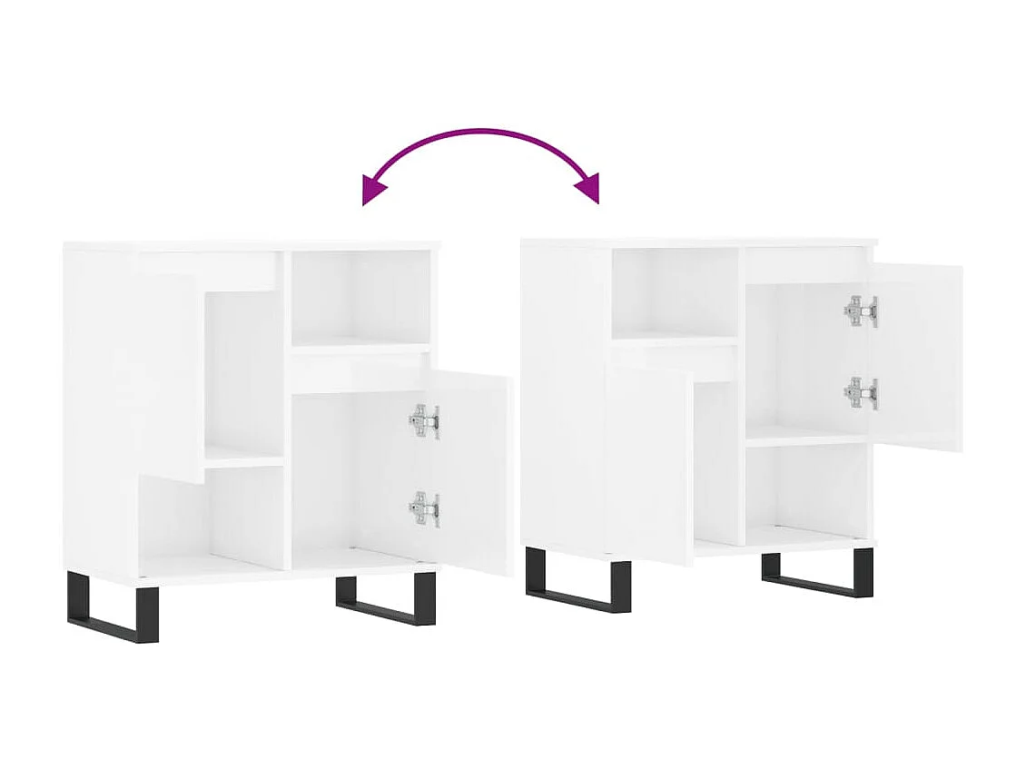 Credenza buffet cassettiera mobile contenitore organizer cucina soggiorno lucido 60 x 35 x 70 cm derivati ​​del legno bianco 02_0030676