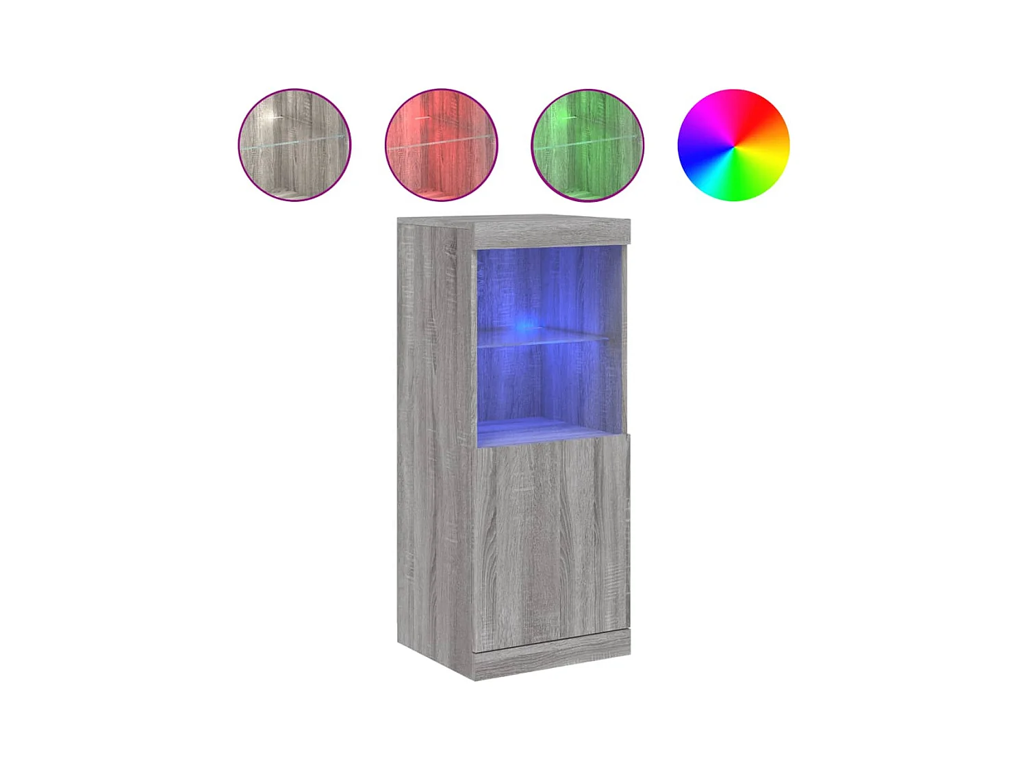 Aparador cómoda mueble almacenaje organizador cocina salón salón con luces LED sonoma 41 x 37 x 100 cm gris 02_0030074