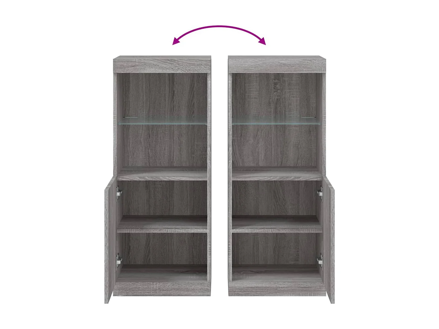 Aparador cómoda mueble almacenaje organizador cocina salón salón con luces LED sonoma 41 x 37 x 100 cm gris 02_0030074