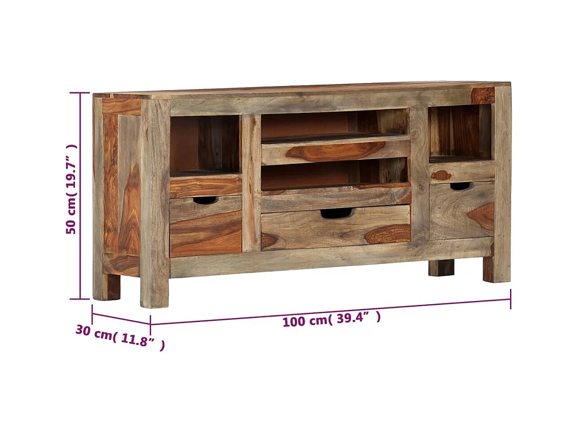 Aparador buffet cómoda armario mueble organizador cocina salón salón 100 x 30 x 50 cm madera maciza gris 02_0031760