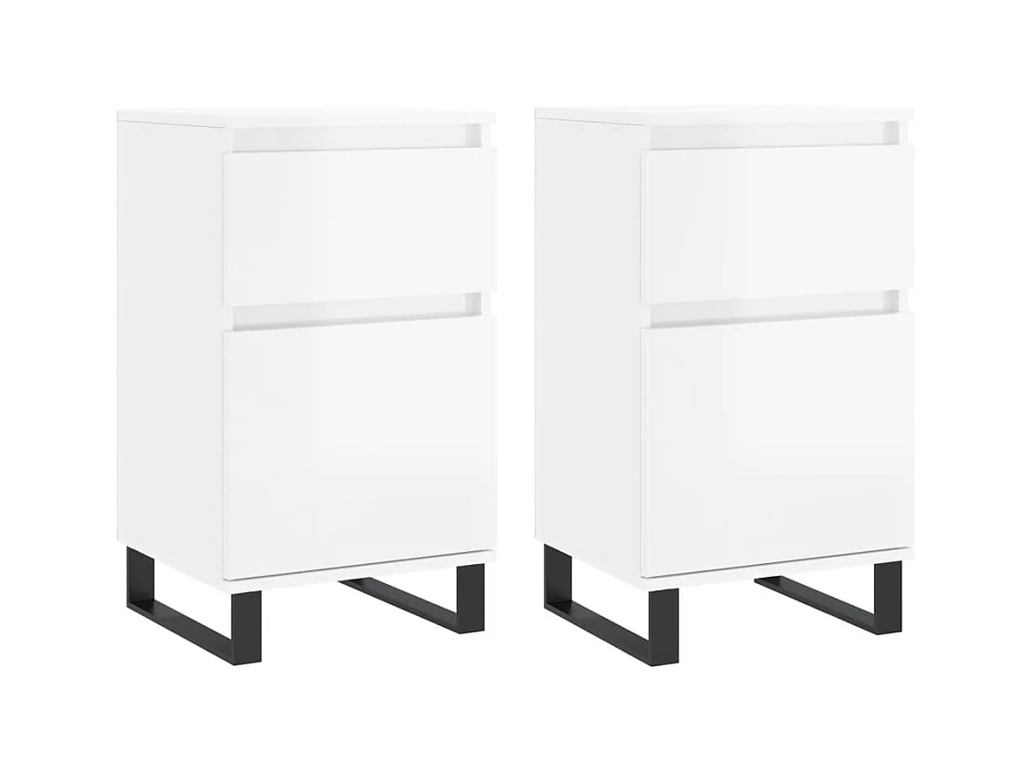 Buffet aparador cômoda armário organizador unidade de armazenamento cozinha sala salas conjunto de 2 40 x 35 x 70 cm madeira brilhante branca 02_0036702