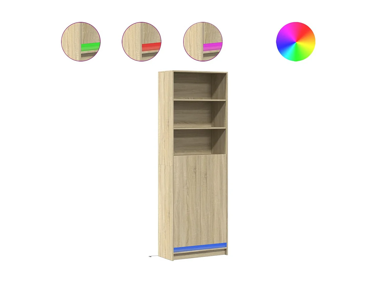 Credenza credenza cassettiera mobile contenitore organizer cucina soggiorno soggiorno alto LED Sonoma 69 x 32,5 x 200 cm derivati ​​del legno marrone 02_0034744